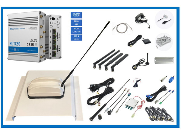 Komplettset Teltonika 5G Router inkl. Dachantenne Internet + FM + DAB+