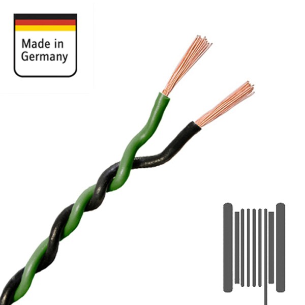 AMPIRE Verdrilltes Kabel GRÜN/SCHWARZ 1,5mm², 100% Kupfer
