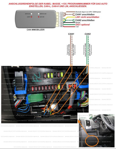 CAN Bus Wegfahrsperre für Fiat Ducato Modell 2014 bis 2017 (EURO5+) inkl. 2 TAGs