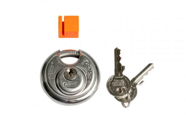 Diskus-Schloss zur Aussensicherung der Schiebetür