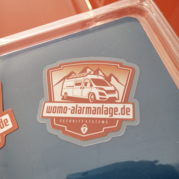Aufkleber womo-alarmanlage.de - Scheibe von innen