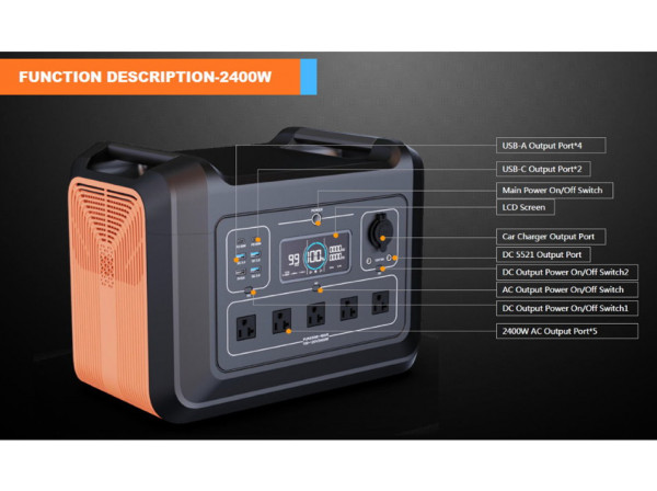 Dietz 2400W Tragbare Power Station LiFePO4 2232Wh