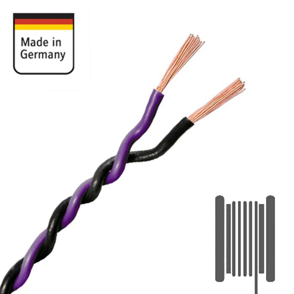 AMPIRE Verdrilltes Kabel VIOLETT/SCHWARZ 1,5mm², 100% Kupfer