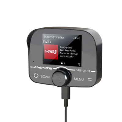 AMPIRE DAB+ Receiver mit BT-Freisprecheinrichtung inklusive DAB+ Antenne