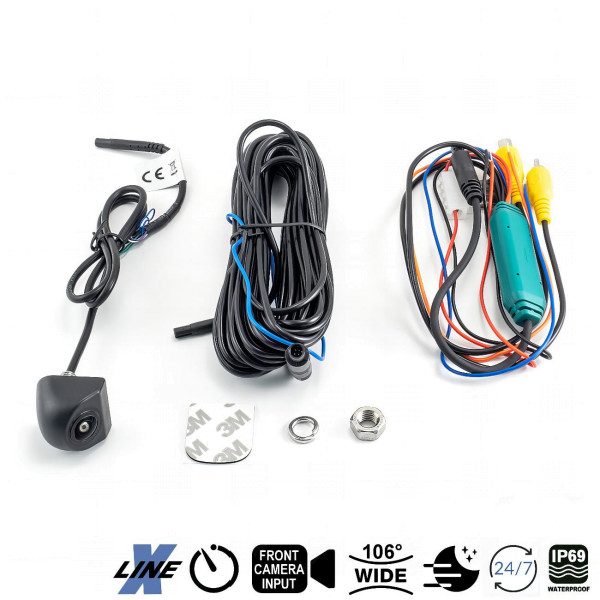 Mini Rückfahrkamera (CVBS), 106°, Frontkamera-Eingang, Ausschaltverz. AMPIRE