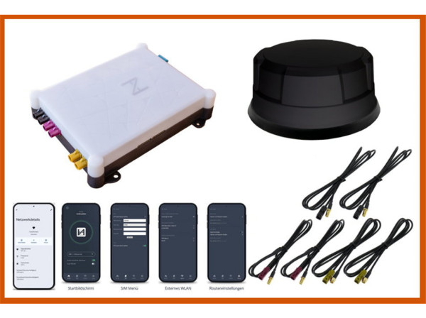 CamperNet Pro und Panorama Dachantenne ANT530B schwarz mit 3m Kabelsatz