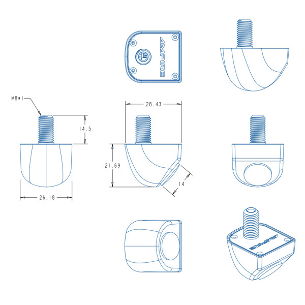AMPIRE Mini Rückfahrkamera (AHD/CVBS) 100° Blickwinkel
