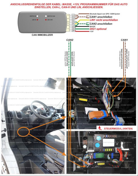 CAN Bus Wegfahrsperre für Fiat Ducato 8 ab 2022 (EURO6) inkl. 2 TAGs