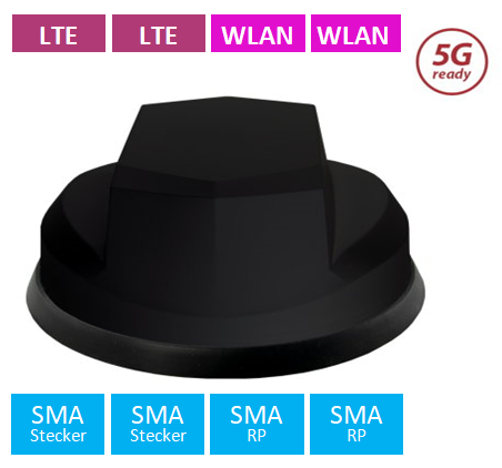 Panorama 2xLTE/5G/2xWLAN Antenne mit 3m Kabelsatz